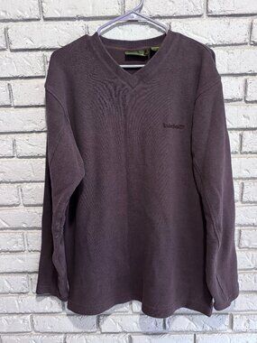 Timberland Mens V-Neck Notch Purple Sweater XL